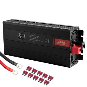 Modified Sine Wave Inverter, 3000Watt, DC 12V to AC 120V LCD Display Power Inverter with 3 AC Outlets 2 USB Port 1 Type-C Port 10 Spare Fuses