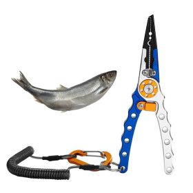 Multi-Function Long-Nose Hook Remover Portable Fishing Hook Pliers (Color: Blue Silver, Accessory Type: Fishing Supplies)