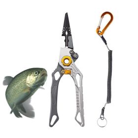 Multi-Functional Lure Pliers for Fish Handling Hook Removal Ring Opening (Color: Gray, Accessory Type: Fishing Supplies)