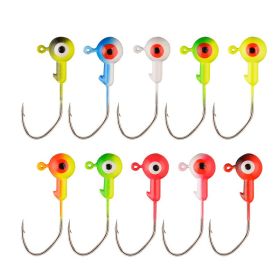 10pcs Round Painted Ball Head Jig Hooks Kit For Soft Baits; Fishing Lures; For Bass Trout Freshwater Saltwater (Quantity: 10PCS, Color: Color 3.5g)