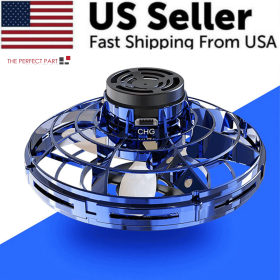 Flying Fidget Spinner Drone Ball UFO Stress Focus Hand Fun Toy LED Kids & Adults (Model: Blue)