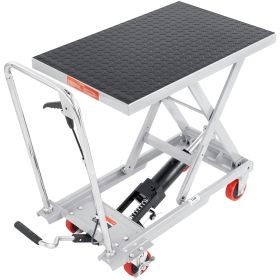 Hydraulic Lift Table Cart, 500lbs Capacity 28.5" Lifting Height, Manual Single Scissor Lift Table with 4 Wheels and Non-slip Pad (Color: Gray)